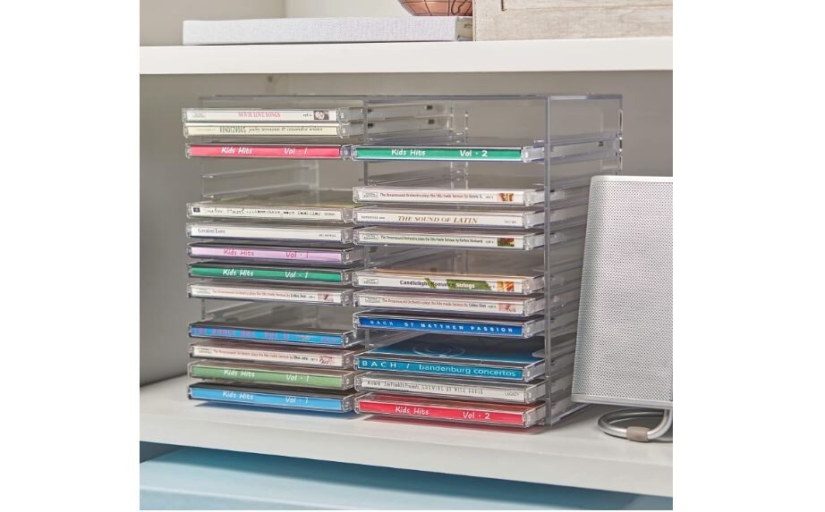 STORi Stackable Clear Plastic CD Holder - Holds 30 Standard CD Jewel Cases