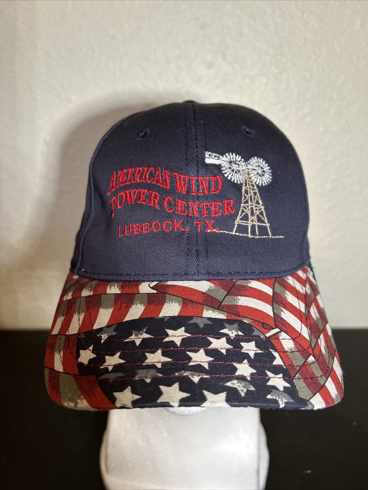 American Wind Power Center Lubbock, TX Patriotic OSFM Embroidered Blue Cap Hat