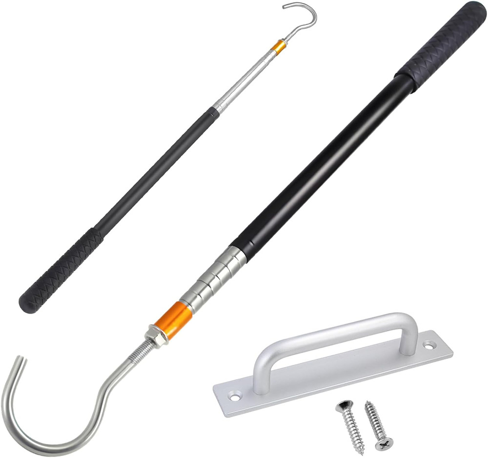 Attic Ladder Pull Down System - 60" Telescopic Rod with Aluminum Handle