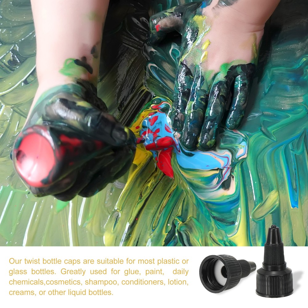 40Pcs 24/410 Plastic Ribbed Edge Squeeze Bottle Replacement Caps, Black