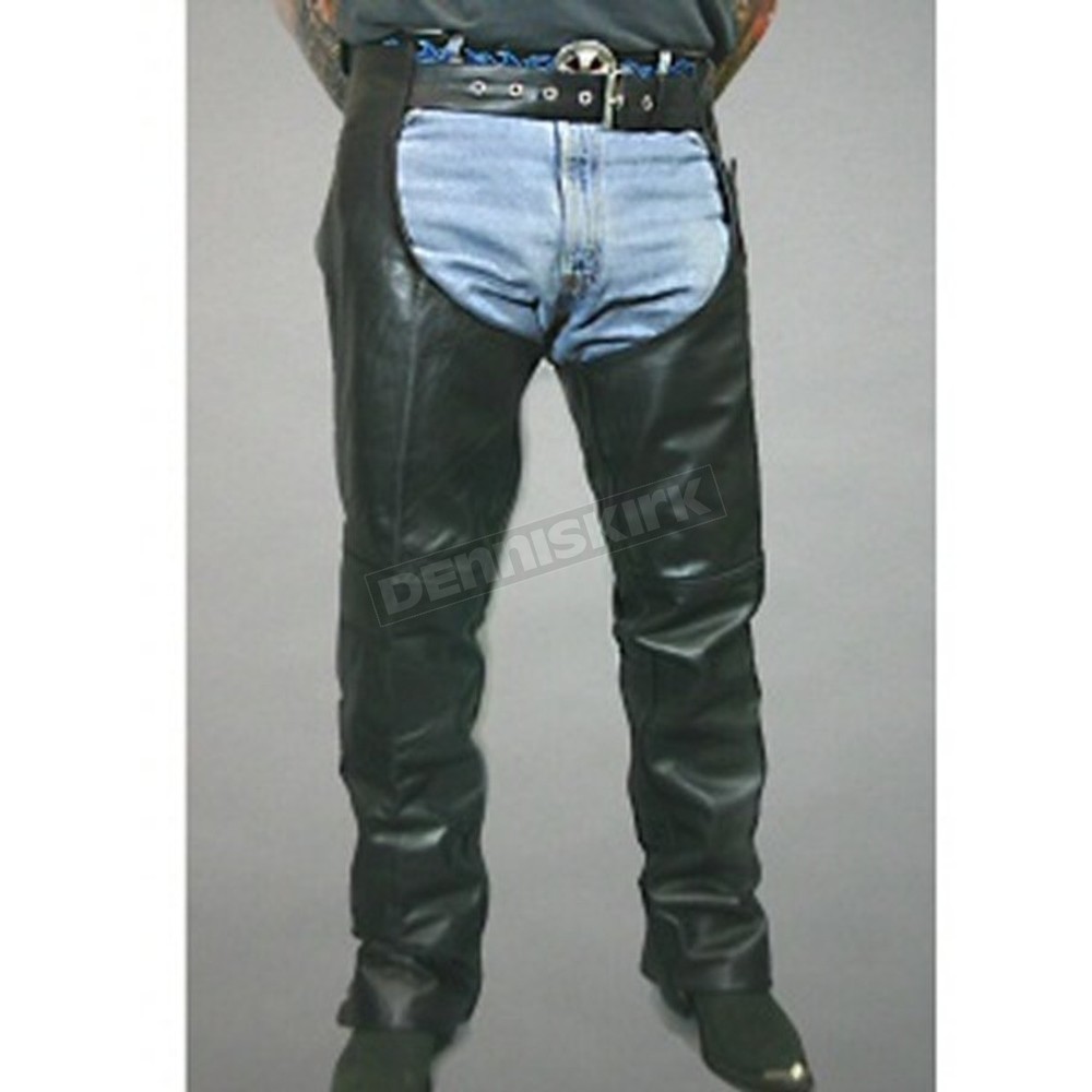 Hot Leathers Unisex Leather Chaps - Black - Size M / Medium - CHM1001M