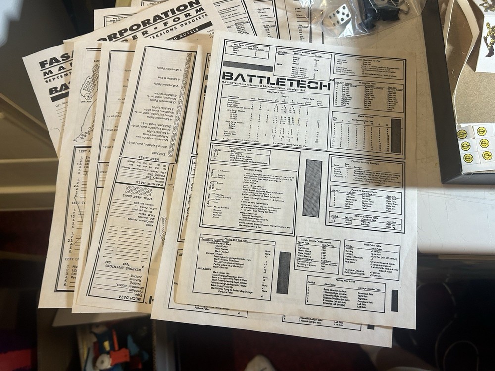 Battletech 2nd Ed. 1604 FASA Missing Card Stands
