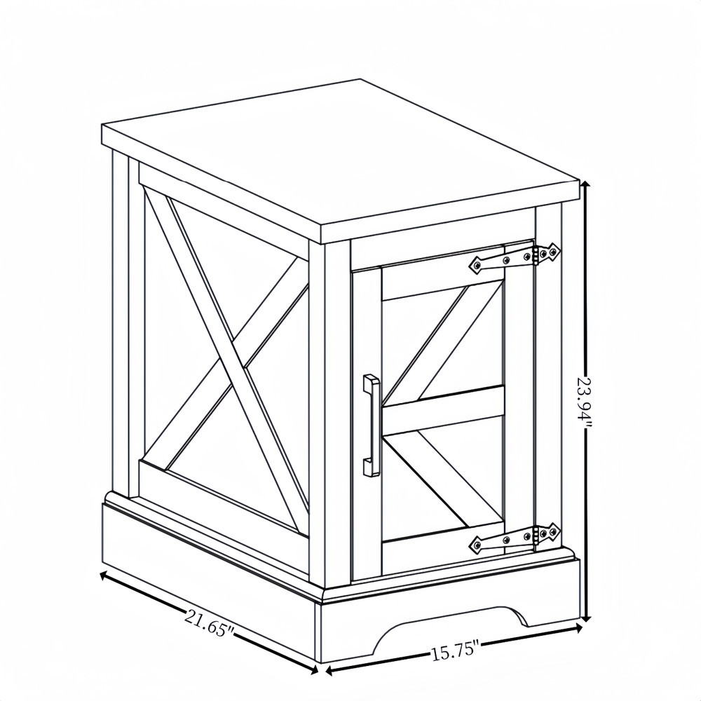 Farmhouse End Table Nightstand Rectangular Farmhouse End Table with Barn Door