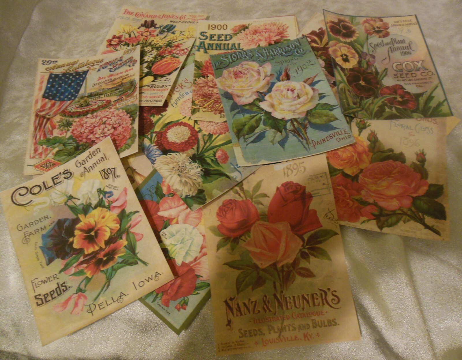 Set of 16 LARGE Vintage Seed Catalog Cover images-Flowers-1800's to early 1900's
