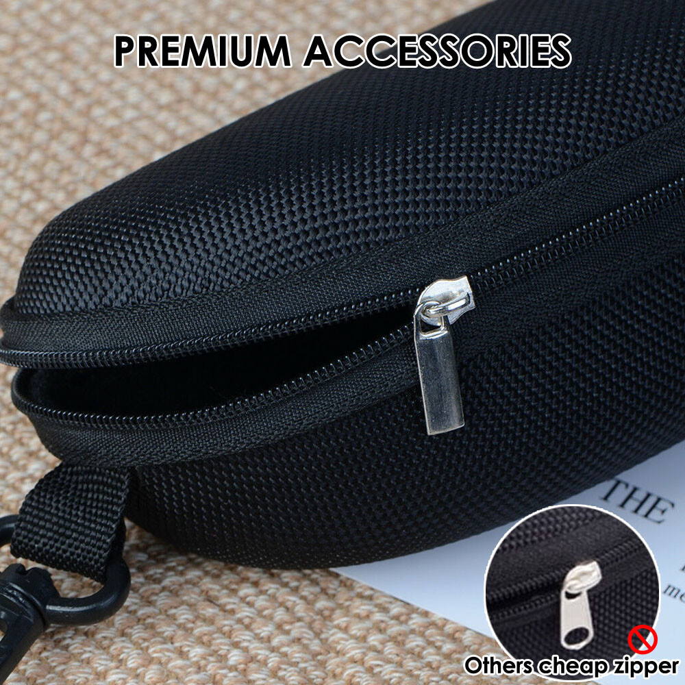 2-4Pack Sunglasses Hard Case Eye Glasses Carry Shell Zipper Clam With Clip Large