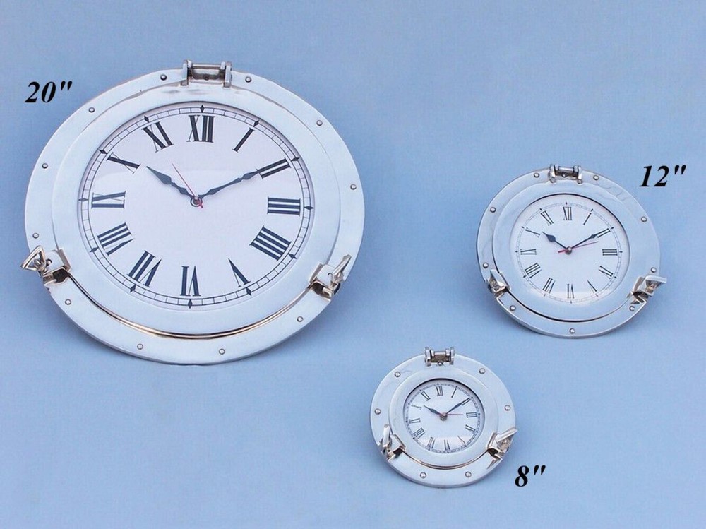 Chrome Decorative Ship Porthole Clock 20"