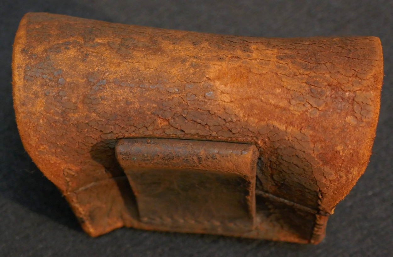 Civil War USN Cannoneer Fuse Box 'Navy Yard NY 1863' Brown Leather Pouch, Rare