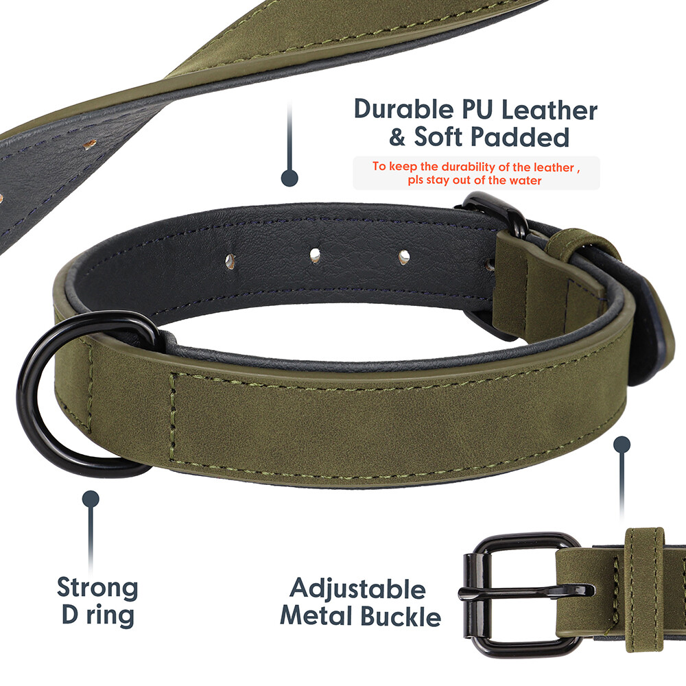 Leather Dog Collar Small Medium Large Soft Padded Adjustable for Pets Durable