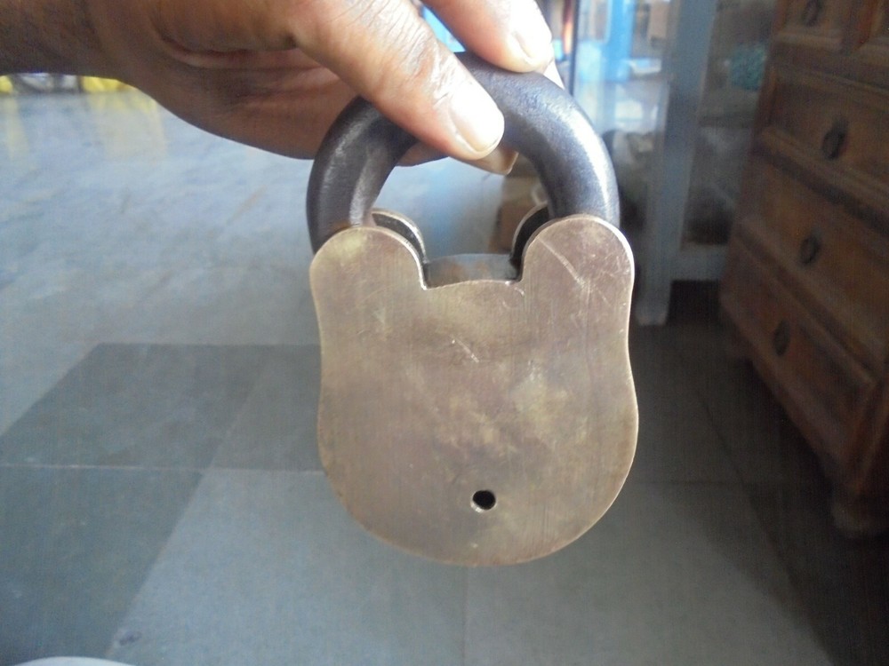 Vintage Brass Solid Heavy Handcrafted Crown & Monogram Engraved Padlock