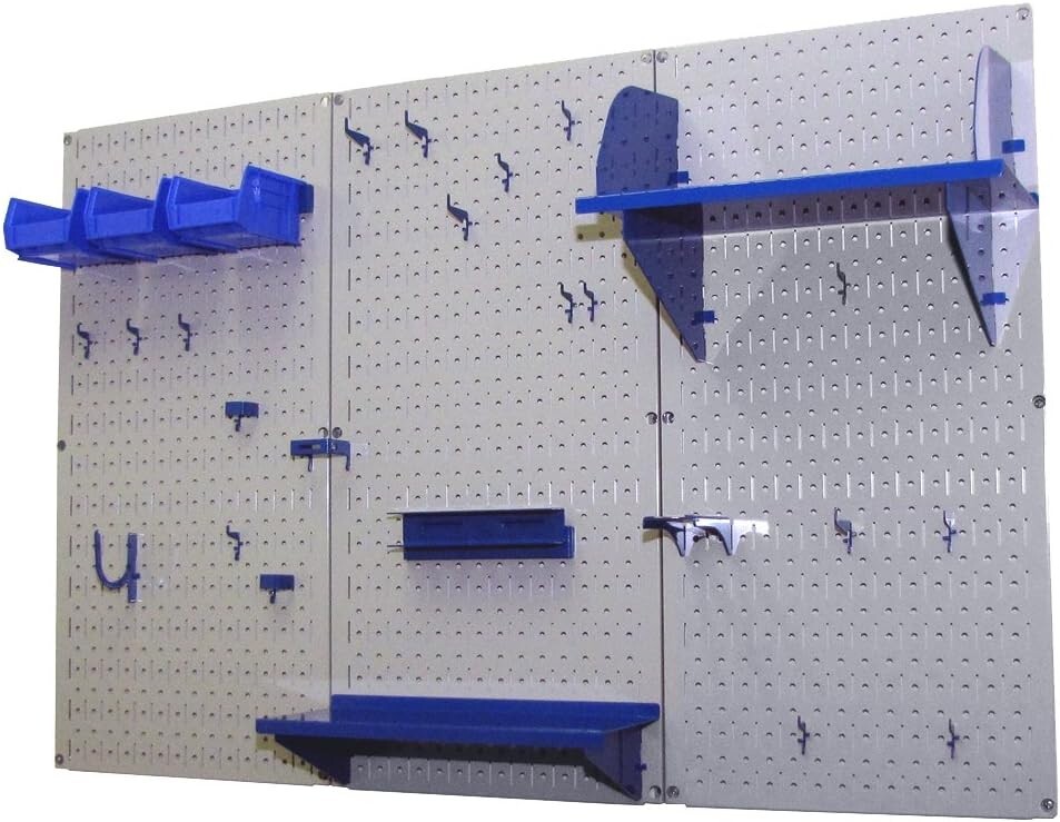 KT-400 Wall Control Slotted Tool Board Workstation Accessory Kit Pegboard - Blue