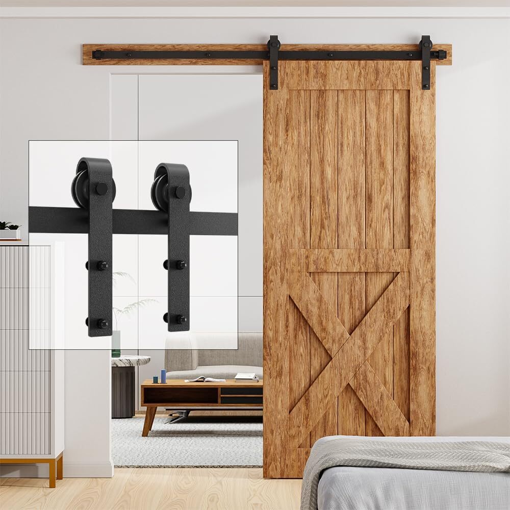 6.6FT Heavy Duty Sliding Barn Door Hardware Track Kit for One 36"-40" Wide Door
