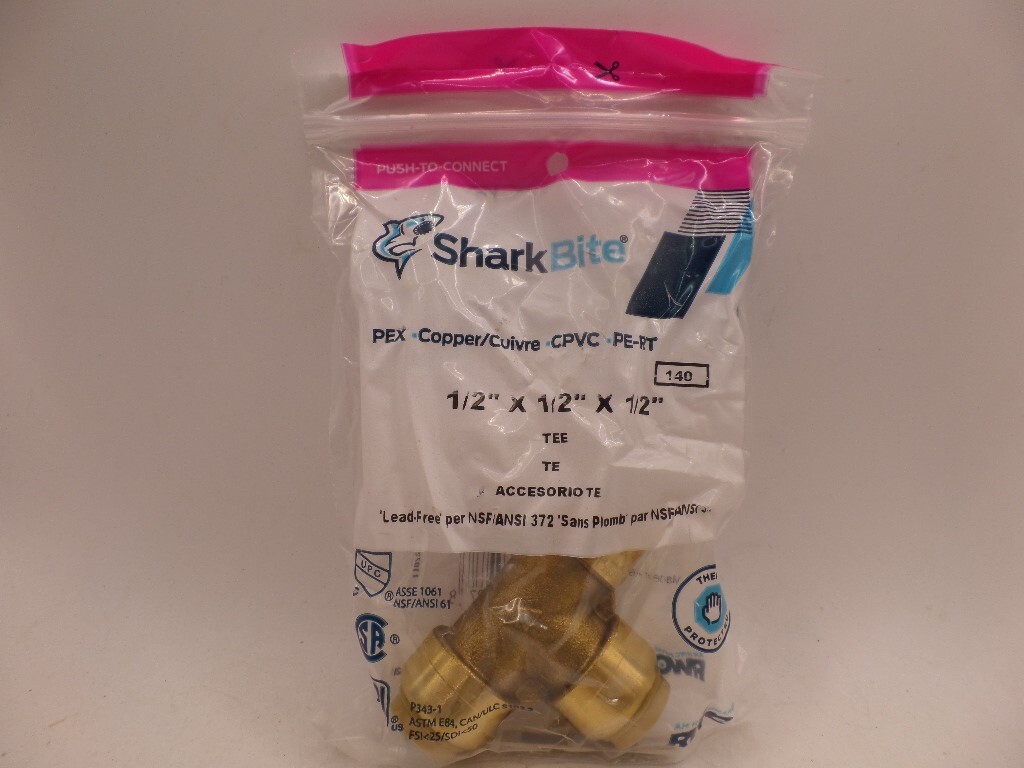 SHARKBITE U362LFA 1/2 IN. PUSH-TO-CONNECT BRASS TEE FITTING