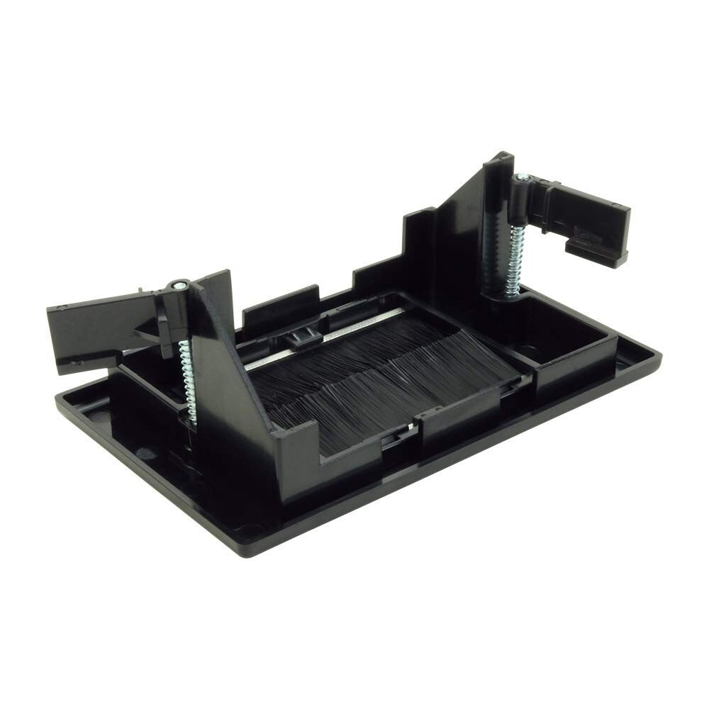 Construct Pro Cable Management Brush Plate (Dog-Ear Installation Tabs, Black)