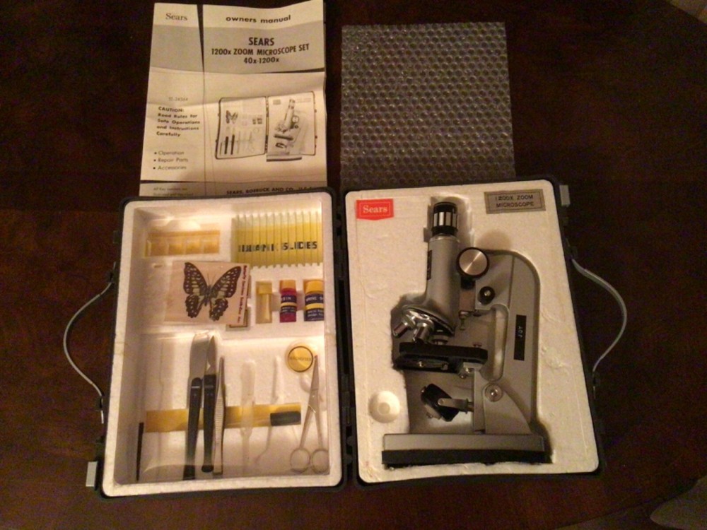 VINTAGE Sears Microscope Set 1200X Zoom Microscope *UNTESTED*
