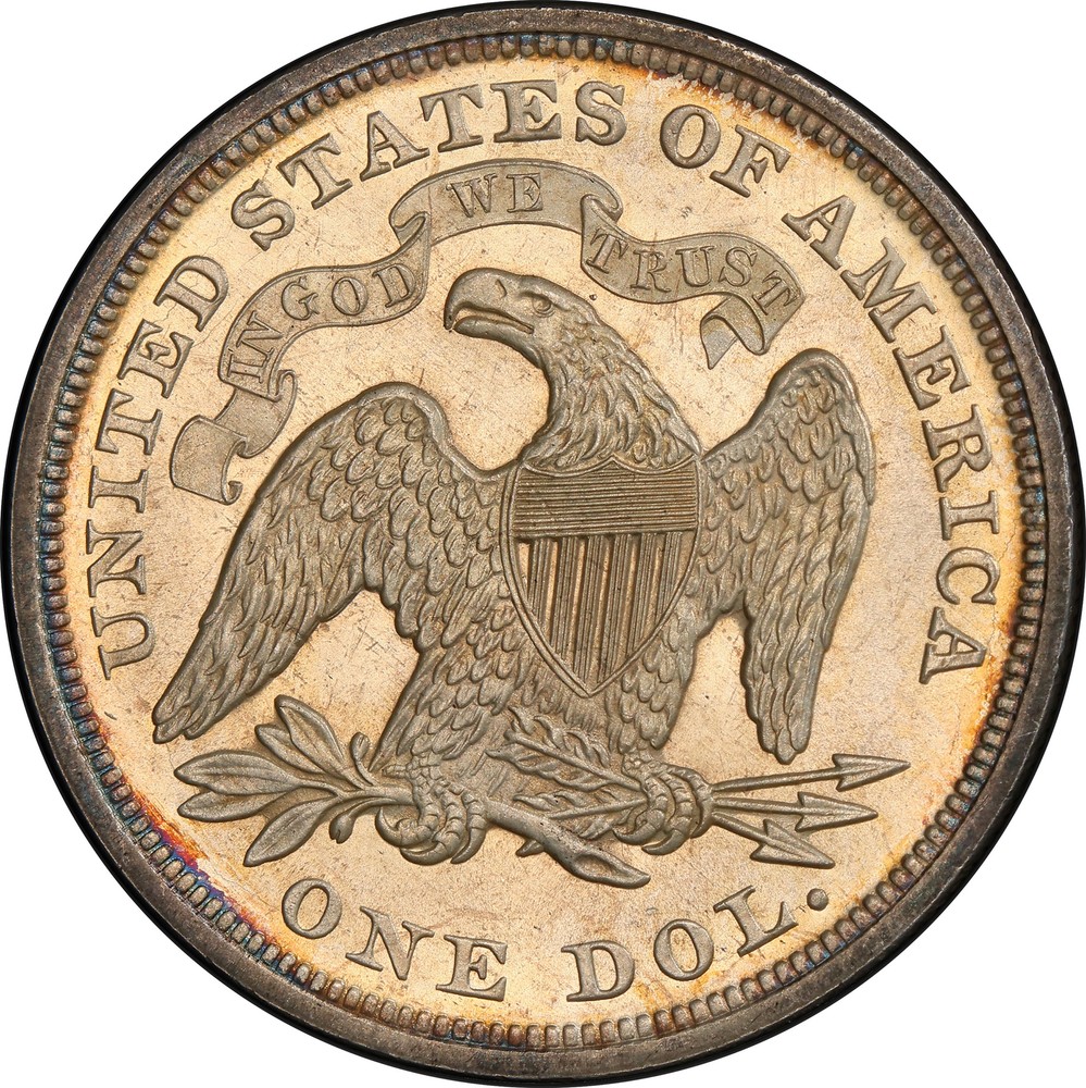 1872 LIBERTY SEATED S$1 PCGS MS 65