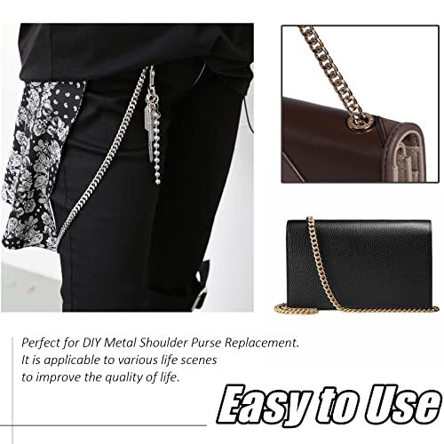 4 Sizes Purse Chain Strap Silver Replacement Flat Chain Strap with Buckles Pe...