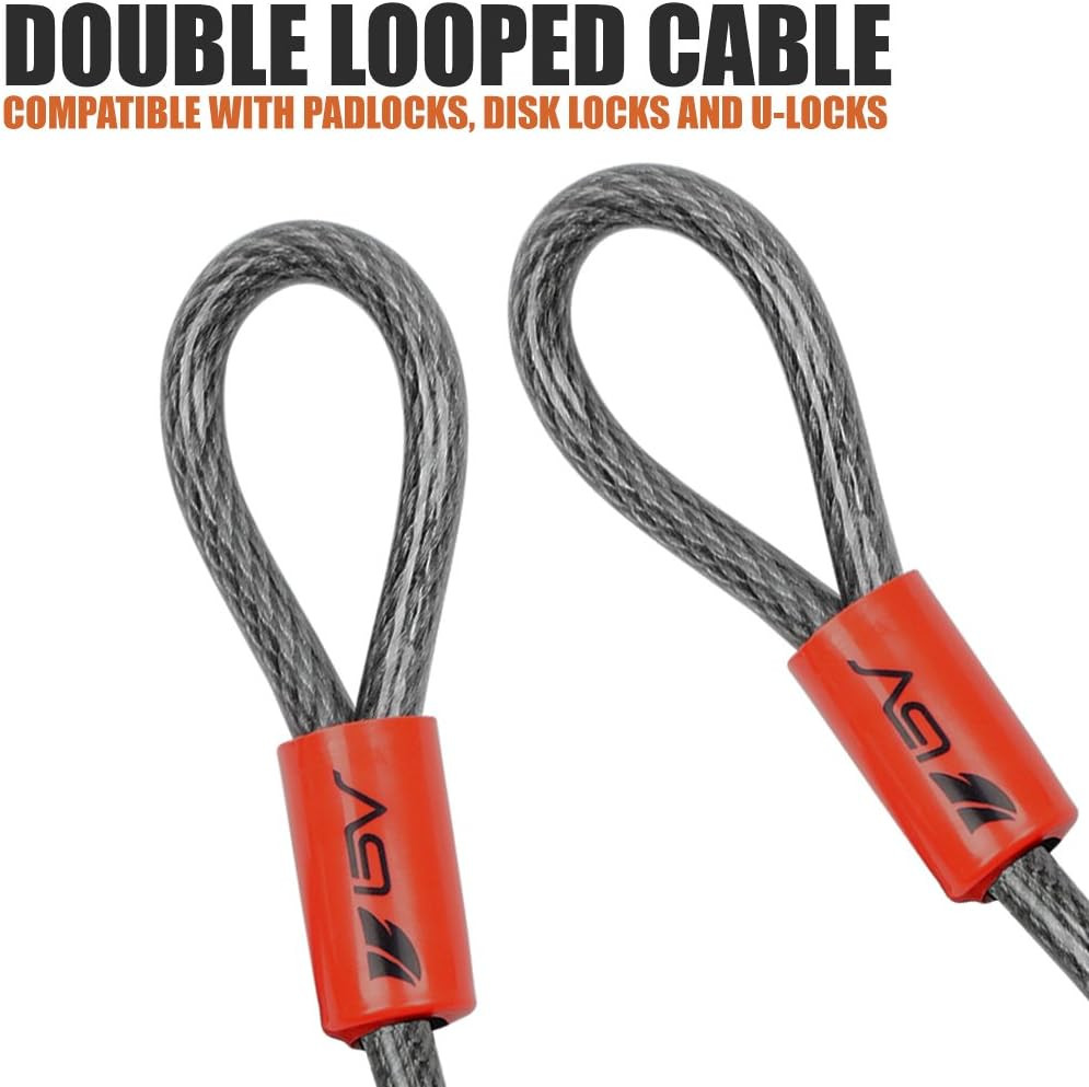 4FT Heavy-Duty Security Cable Lock with Loops – Extra Thick 10Mm (3/8") Braided