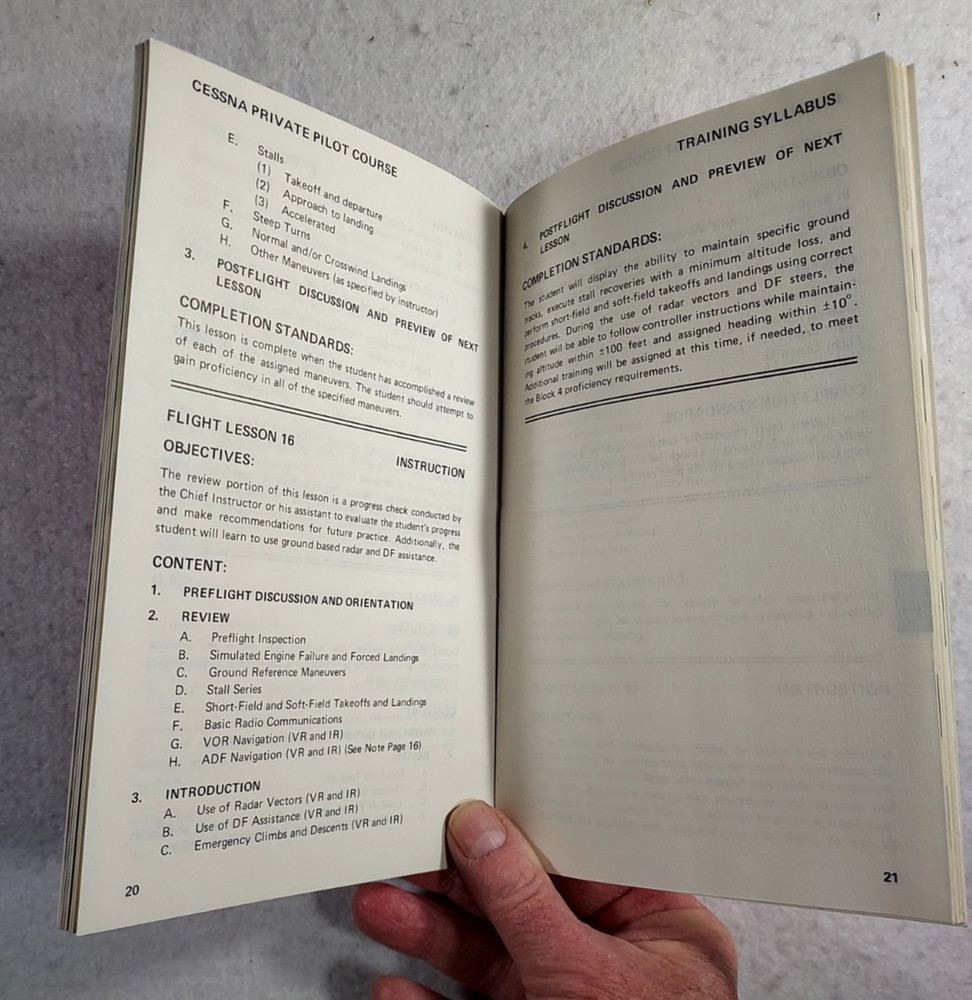 Cessna Private Pilot Training Syllabus Integrated Flight Training System 1980