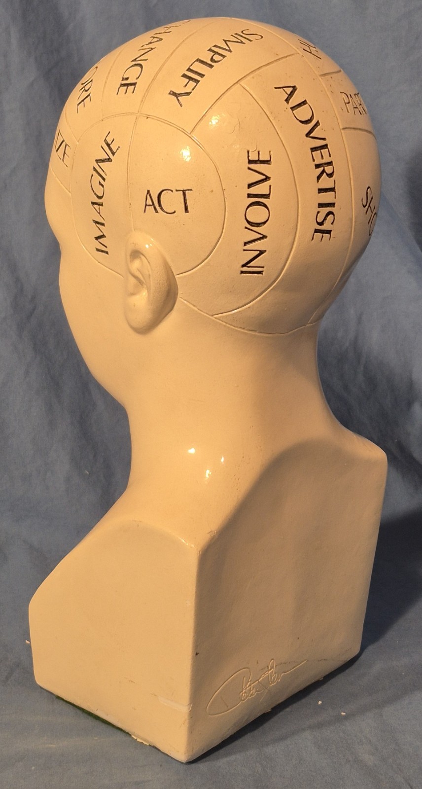 Vintage 11" Phrenology Bust / Head Statue, Chalkware (?), Scientific Psychology