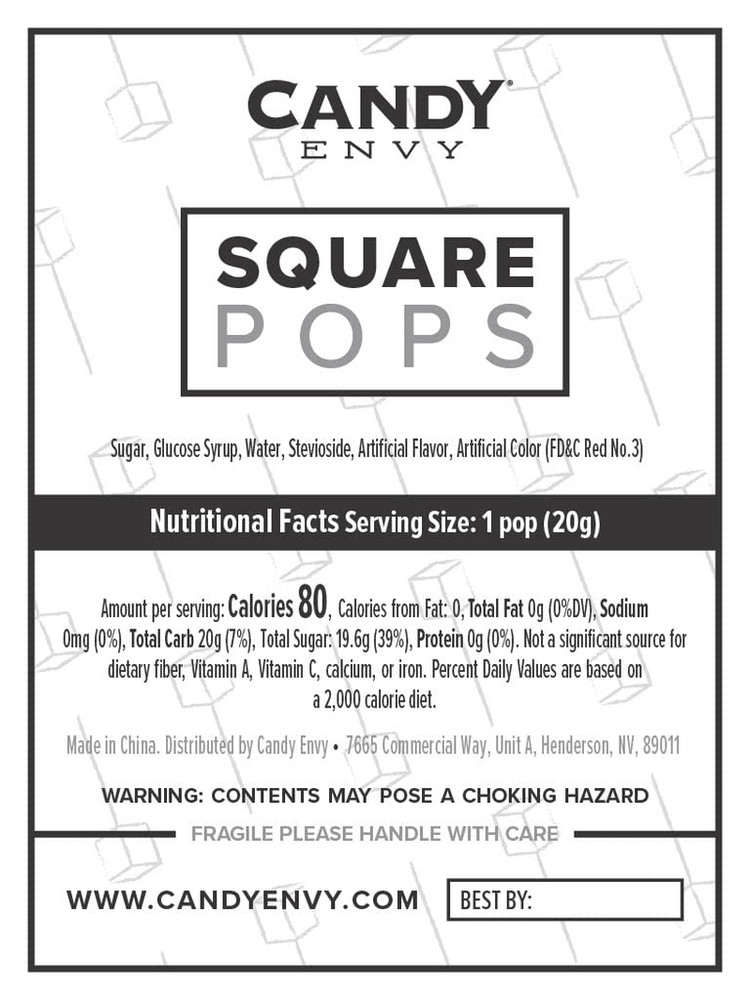 - Red Square Pops - 24 Pack - Cinnamon Flavored Lollipops