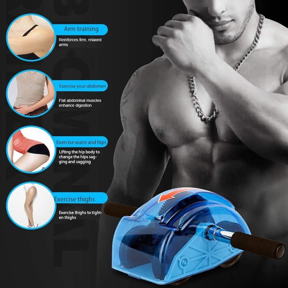 Ab Roller for Abs Workout - Abdominal Exercise Rollers with 4 Wheels, blue