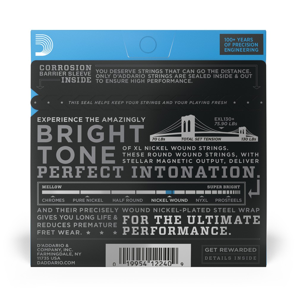 3 Sets D'Addario EXL130+ Plus Extra-Super Light Electric Guitar Strings 8.5-39