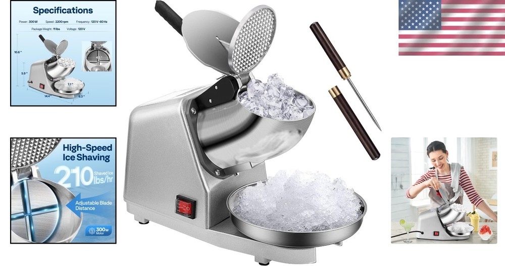 User-Friendly Electric Ice Crusher with Adjustable Texture - 4 Blades, 9.2 lbs