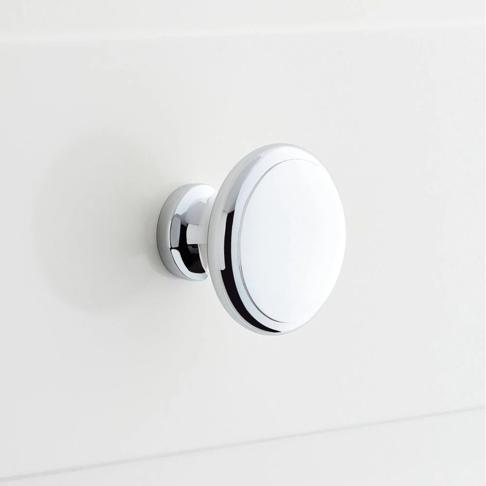 1 1/2 SOLID BRASS ROUND CABINET KNOB POLISHED CHROME