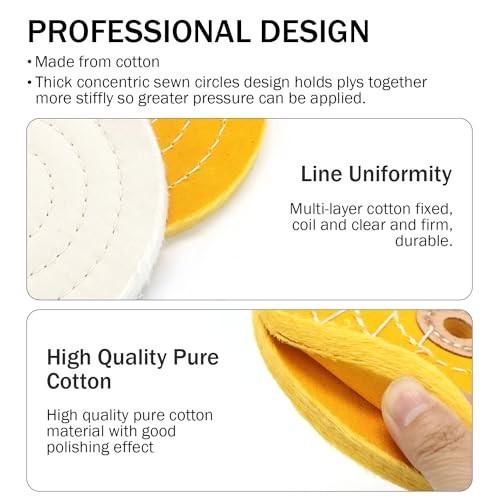 8" Buffing Polishing Wheels Set - Soft/Fine/Medium for Bench Grinder, 3PCS + 7.4