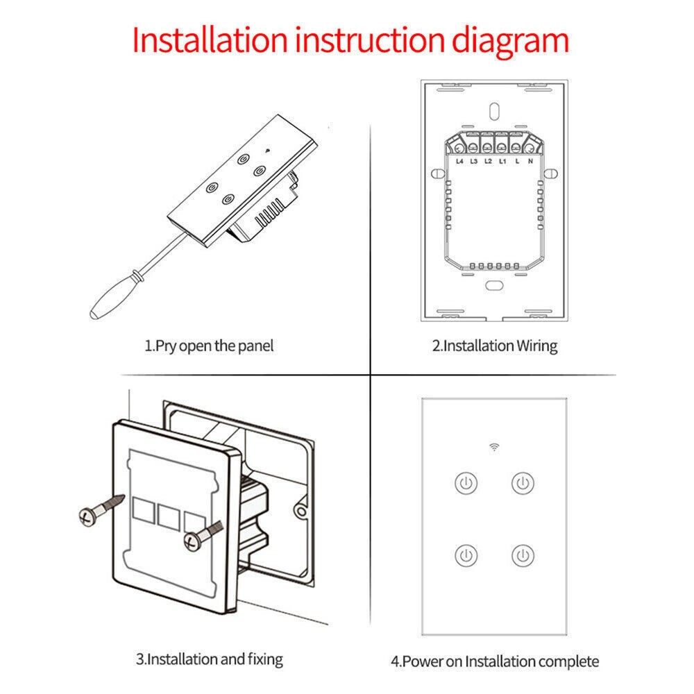 Tuya WIFI Smart Wall Light Touch Glass Panel Switch App Voice Control