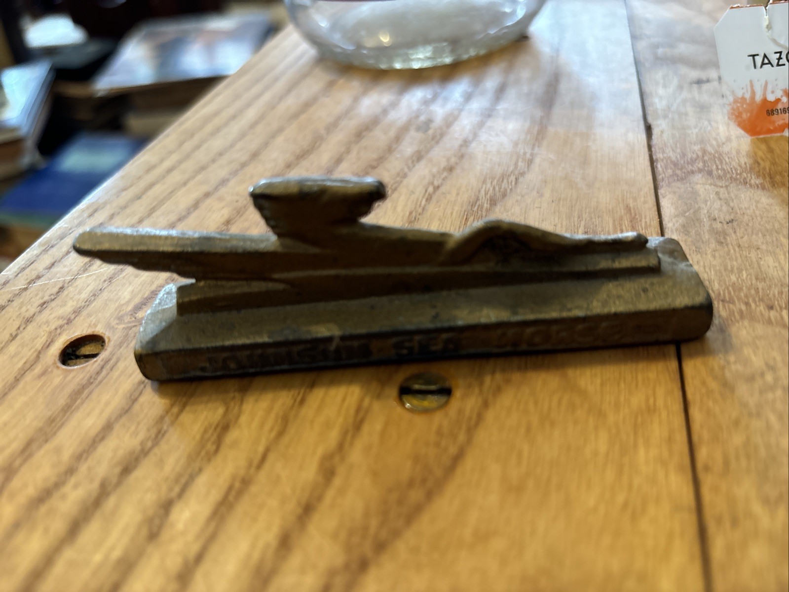 RARE Vintage Johnson Boat Sea Horse Motor Cast Iron Advertising 4” Paperweight