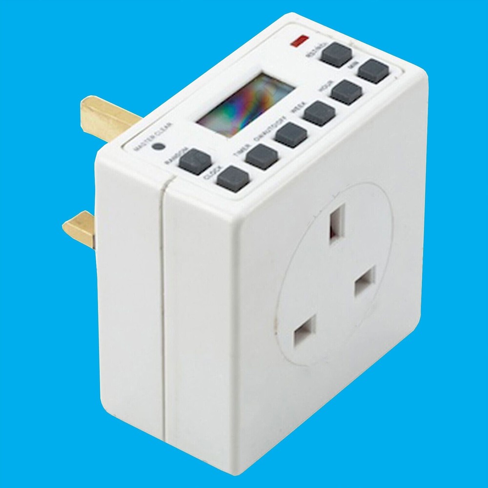 1x Digital Mains Programmable LCD Plug Through Timer Switch, 12 / 24 Hour 7 Day