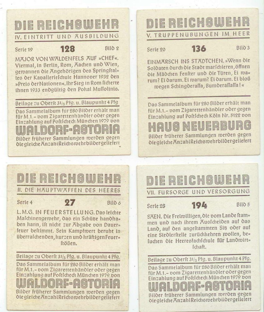 Germany WWI trading card group