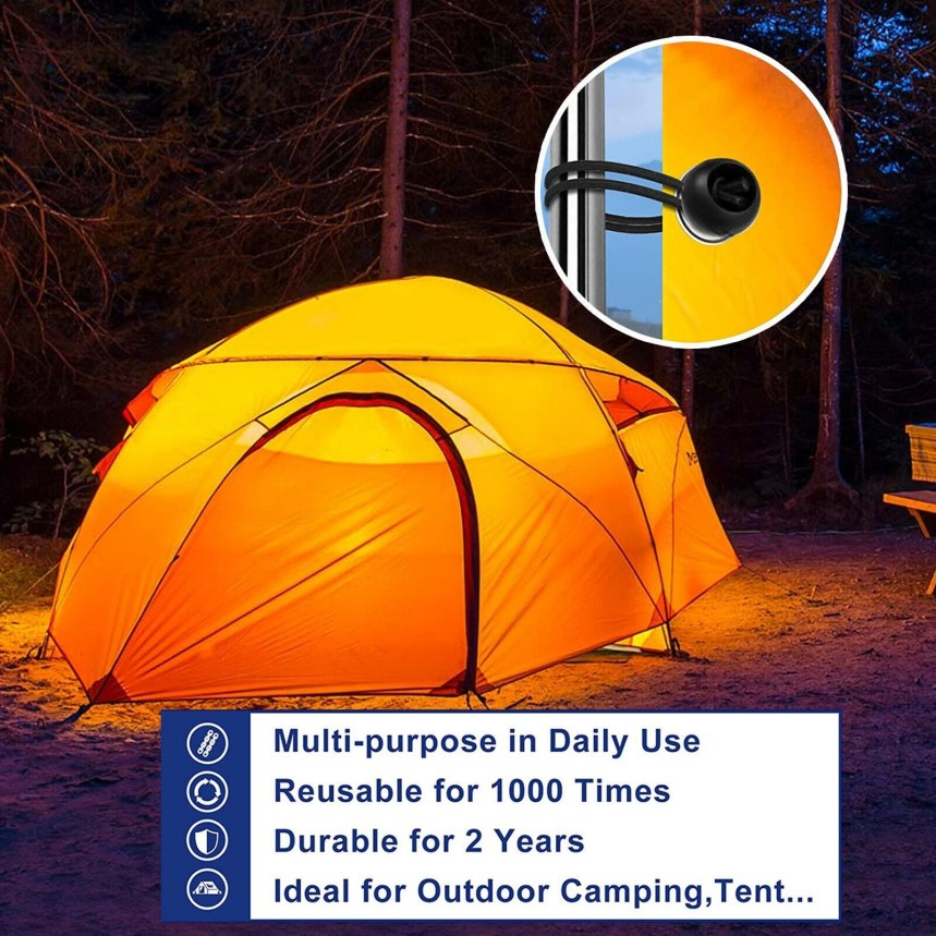 6" Ball Bungee Bungie Cord 100Pcs Black Heavy Duty Canopy Tarp Tie Downs *