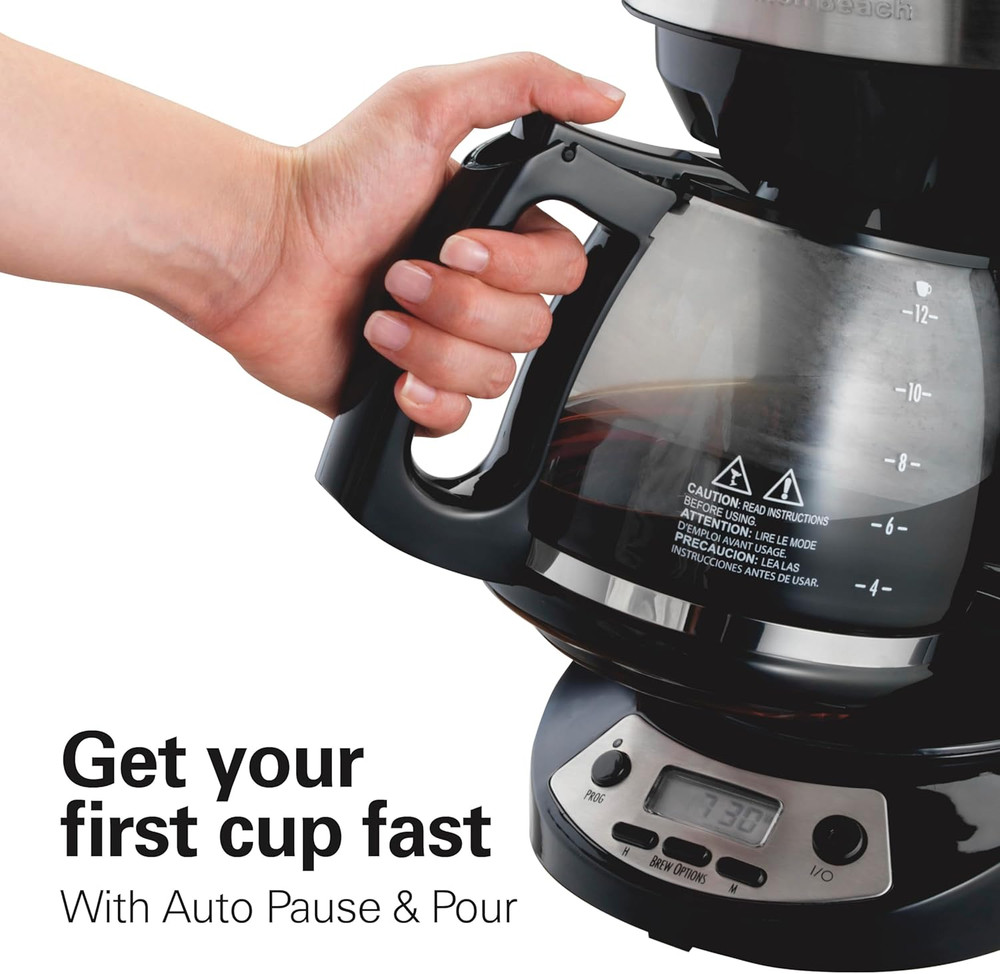 Hamilton Beach 12 Cup Programmable Drip Coffee Maker Machine, Regular & Bold Bre