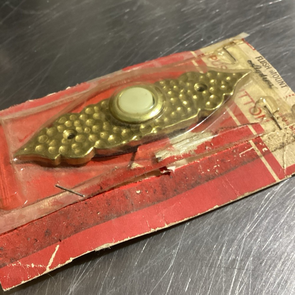 Vintage Push Button Brass Doorbell New In Package