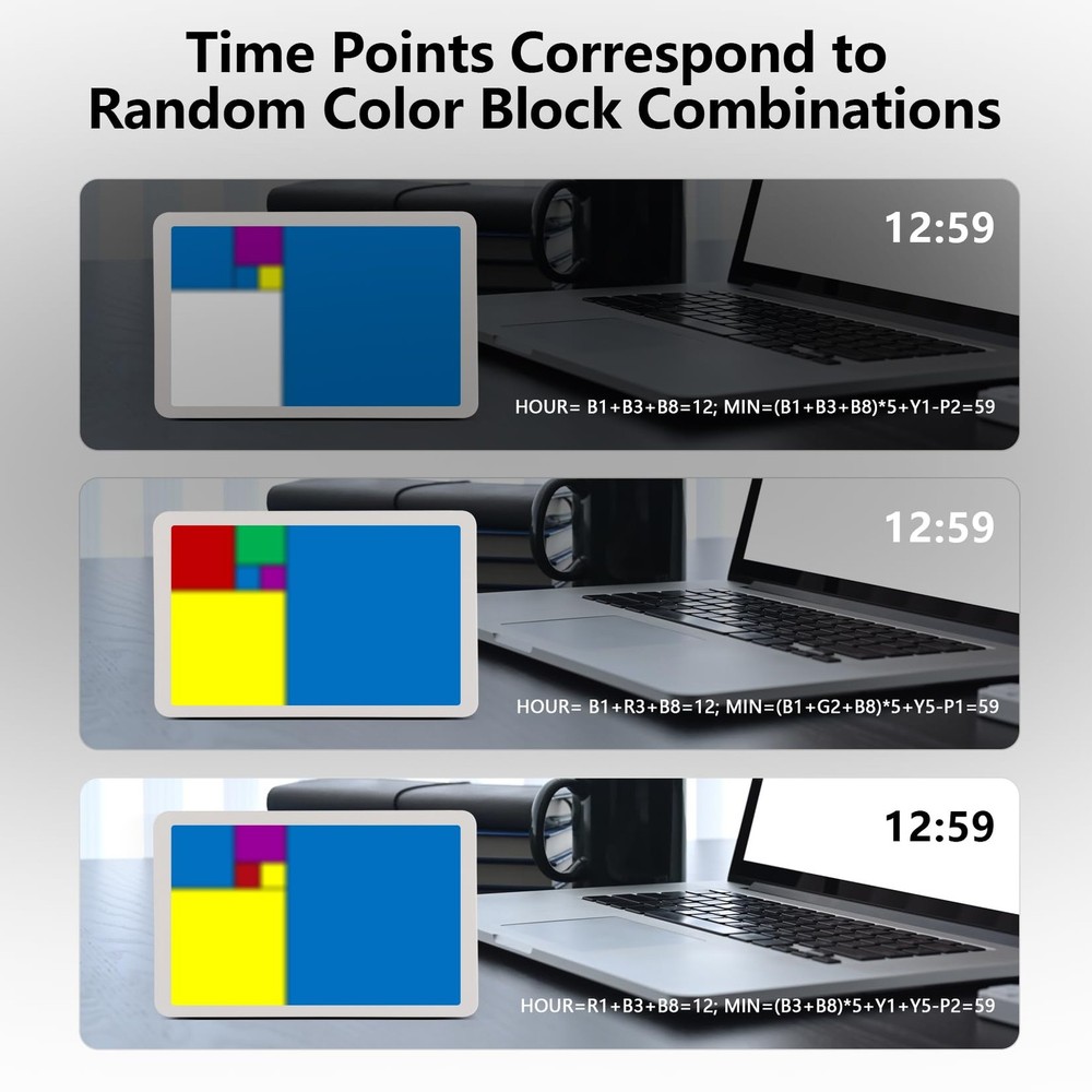 Fibonacci Clock Homeschool Mathematical Timepiece: Table Clock with Dynamic C...