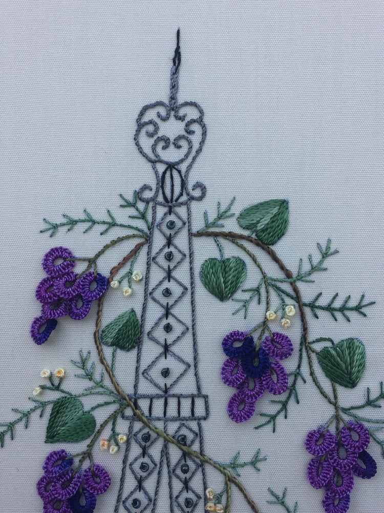 Lili - Springtime Eiffel Tower, an Advanced Brazilian Embroidery Pattern