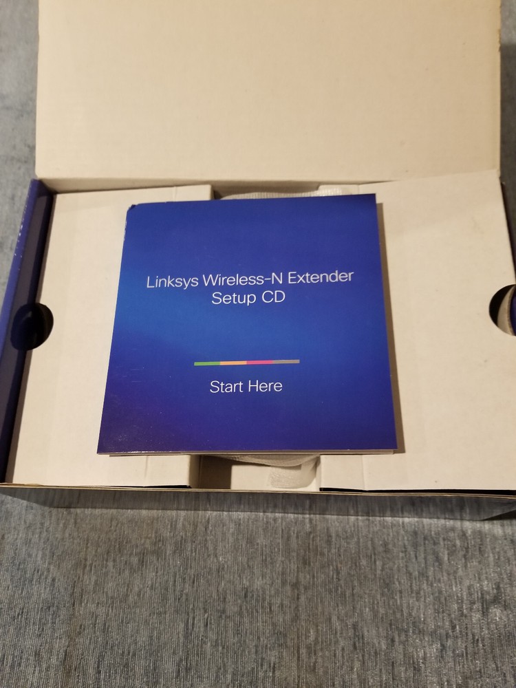 Cisco Linksys Wireless-N Range Extender RE1000 Original Device Box Cables Manual