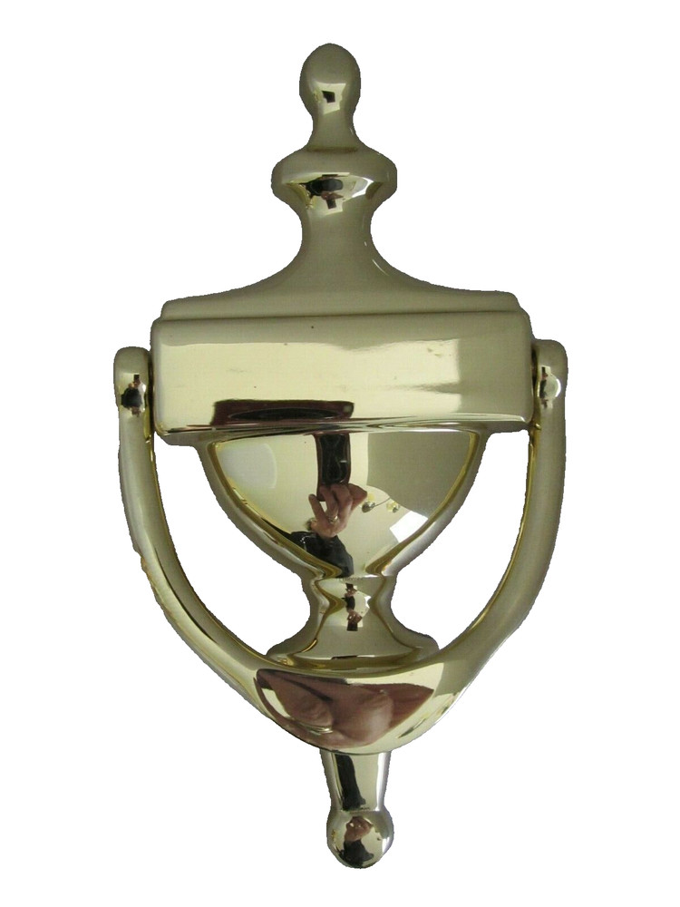 SOLID HEAVY BRASS VINTAGE DOOR KNOCKER ENGRAVEABLE MARKED EB ON BACK