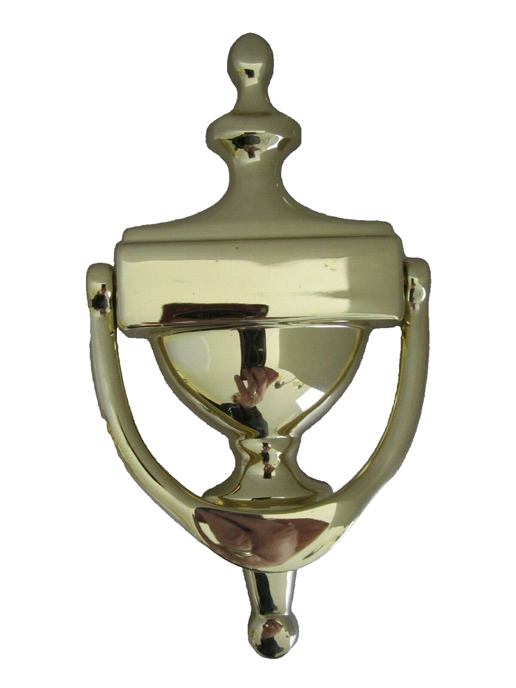 SOLID HEAVY BRASS VINTAGE DOOR KNOCKER ENGRAVEABLE MARKED EB ON BACK