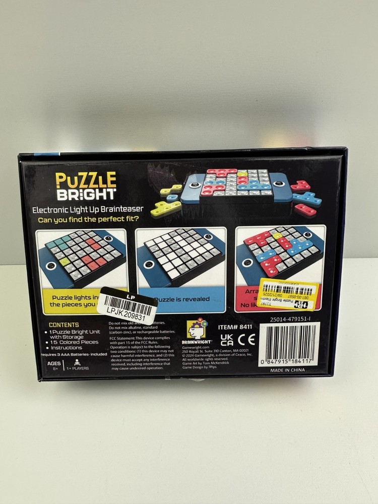Brainwright Puzzle Bright Game The Electronic Light Up Brainteaser 8+ Open Box