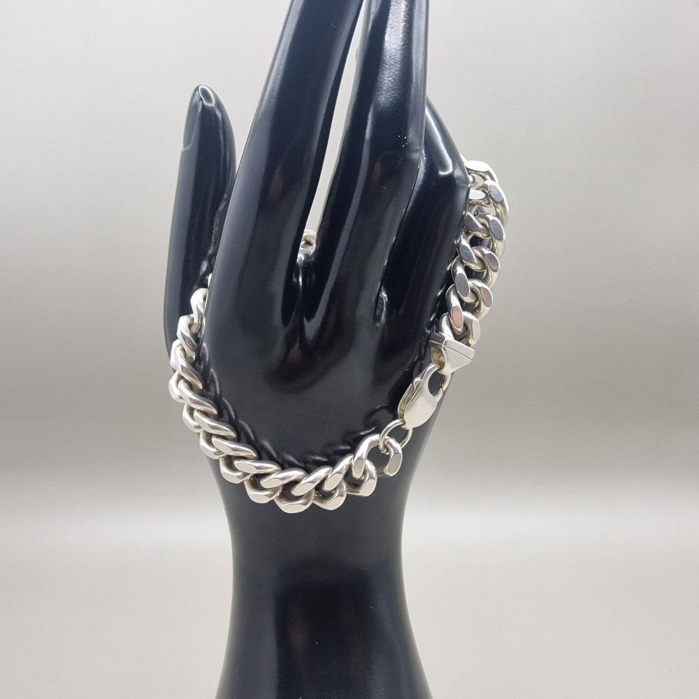 Sterling Silver Curb Link Bracelet – Solid 925 – Classic Heavy Chain