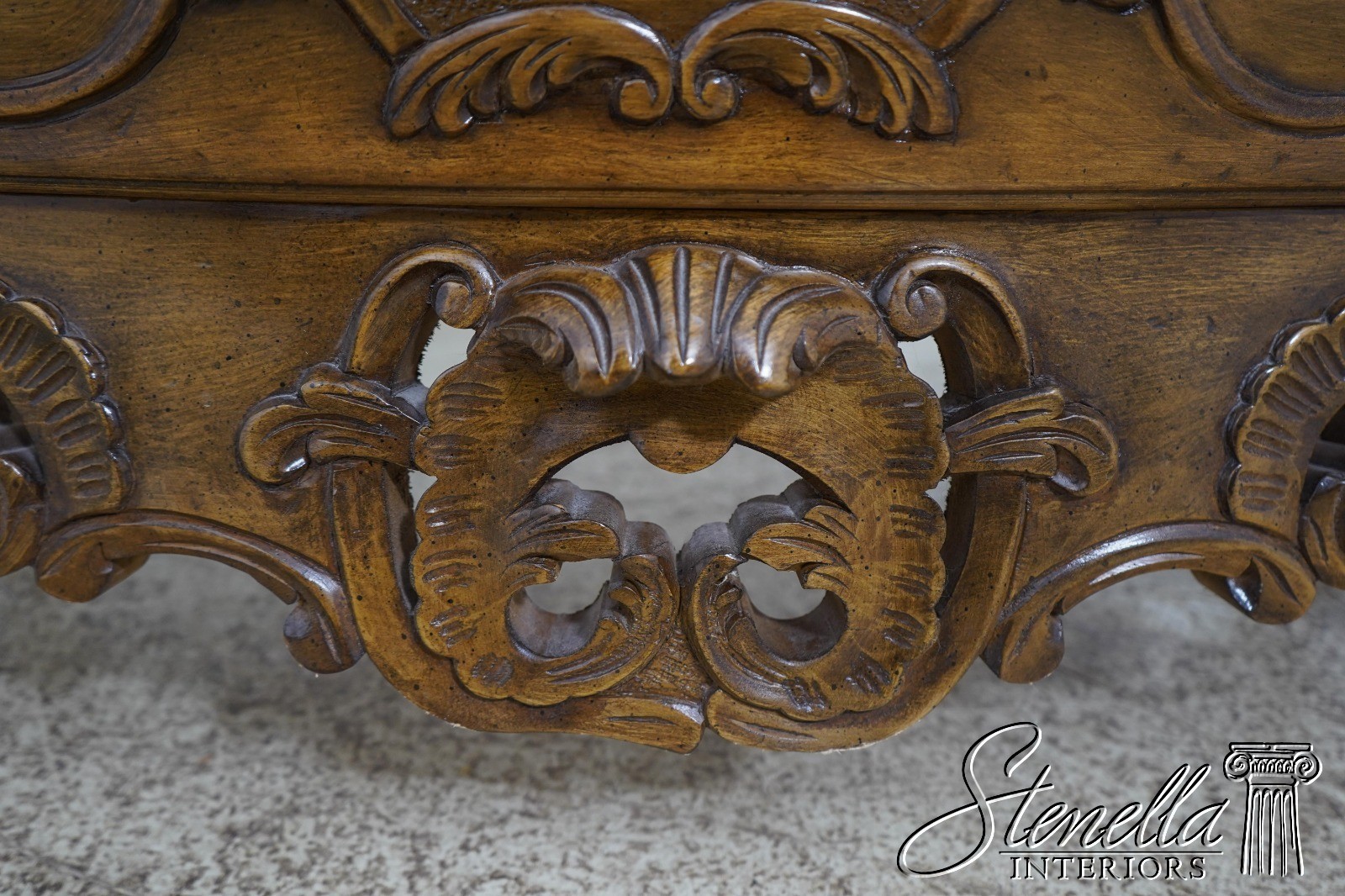 61893: Pair Italian Carved Walnut Finish Commodes Chests