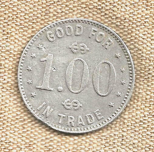 c1920s OLMITO TX $1.00 PICKER'S TOKEN - OLMITO PACKING CO., VEGETABLES PROCESSOR