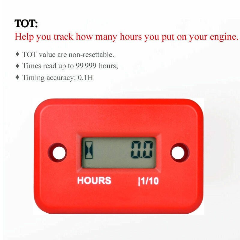 Inductive Hour Meter Maintenance Reminder Engine For Motorcycle Boat Waterproof