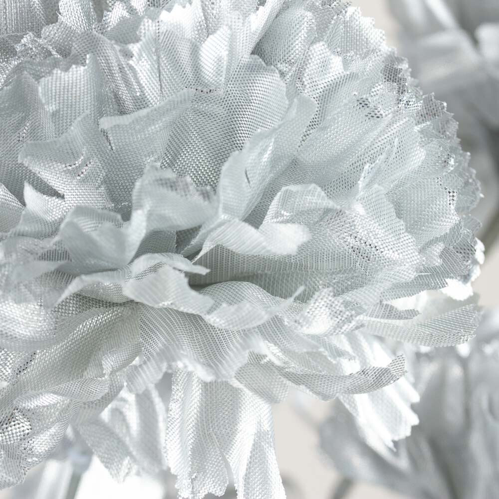 16" Metallic Silver Artificial Carnation Floral Bush
