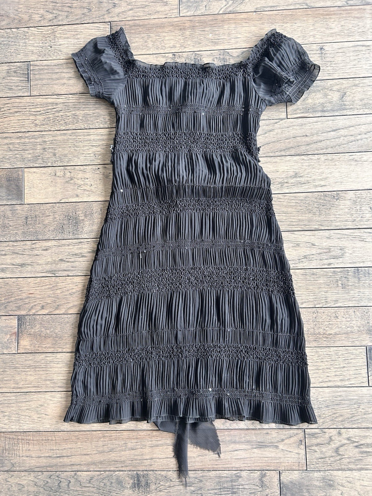 ABS Allen Schwartz Black Sheer Small Vintage Dress With Belt