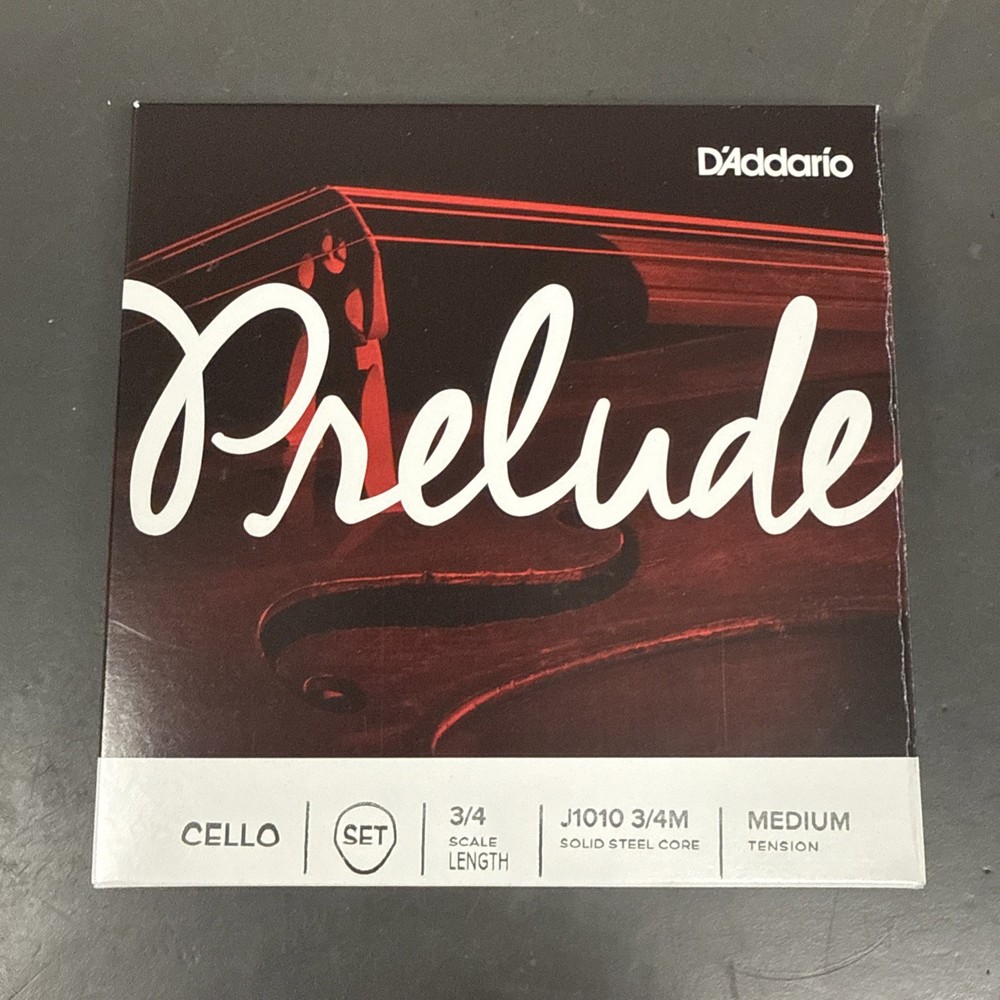 D'Addario Prelude 3/4 Cello Set, Medium Gauge, Authorized Dealer