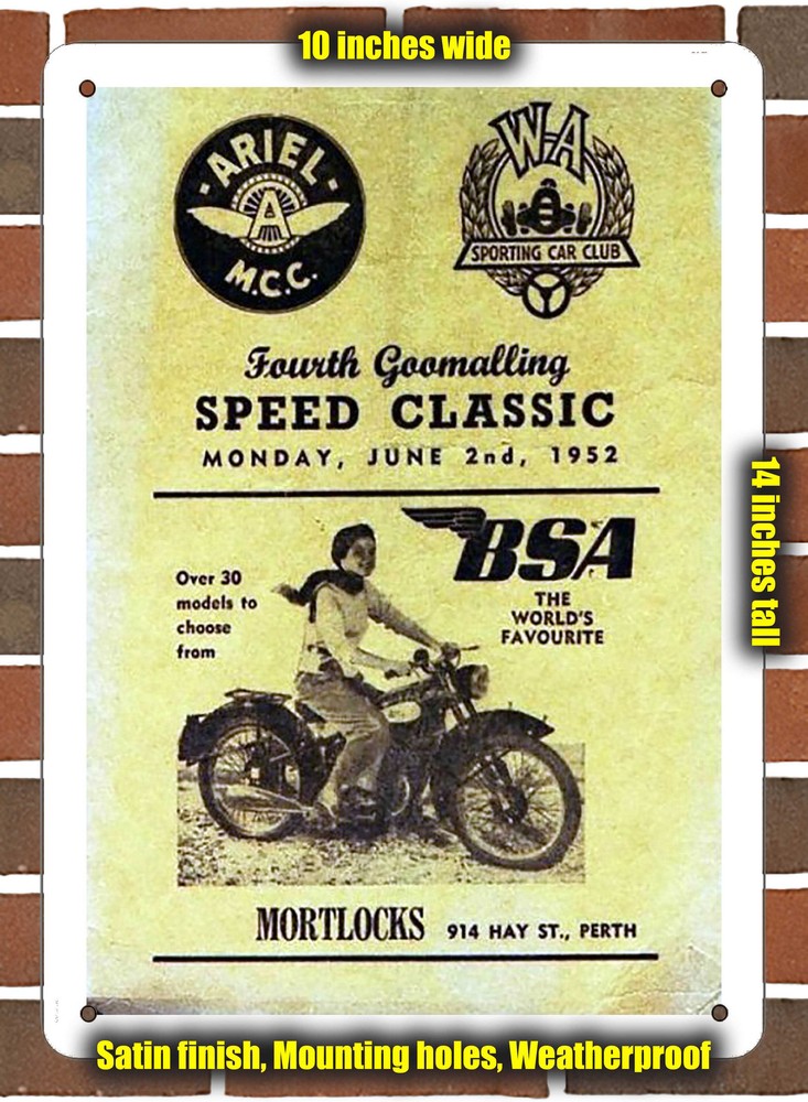 Metal Sign - 1952 Goomalling Racing Program - 10x14 inches